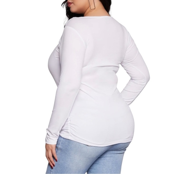 Plus Size, White Long Sleeve Button-Down Top, Size 4X - Picture 2 of 3